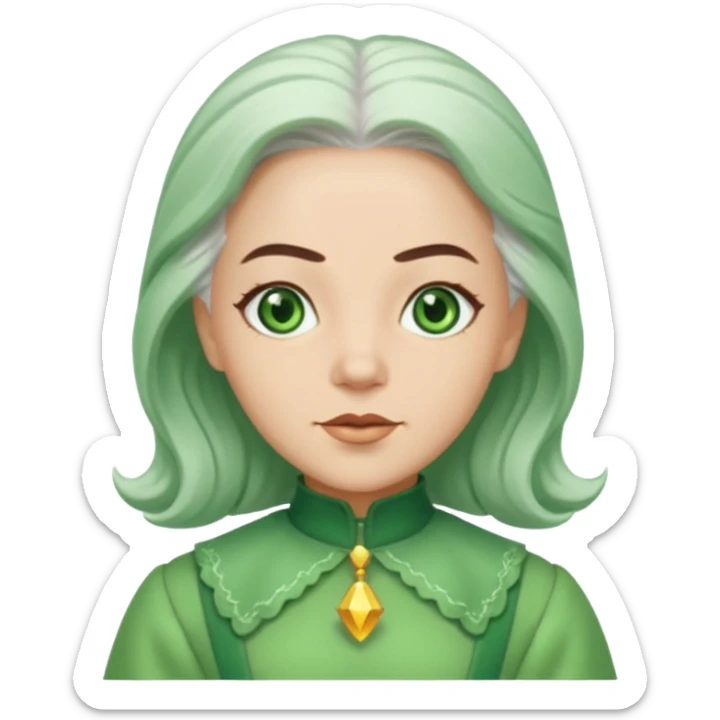 The Wizard from the Wizard of Oz with light skin, green eyes, white hair, green outfit sticker