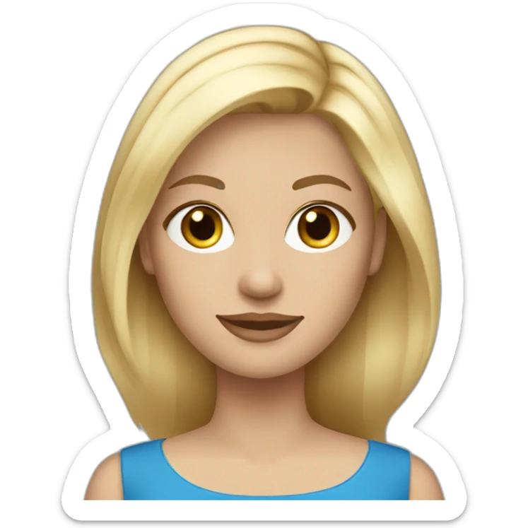 blonde straight hair with blue dress sticker