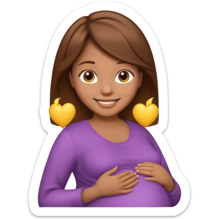 Pregnant Woman with brown hair and light brown skin sticker