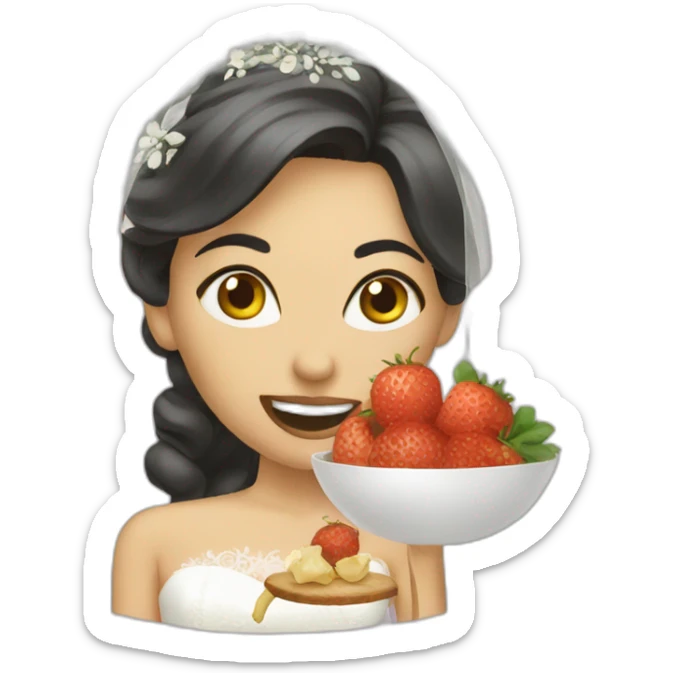 Bride eating sticker