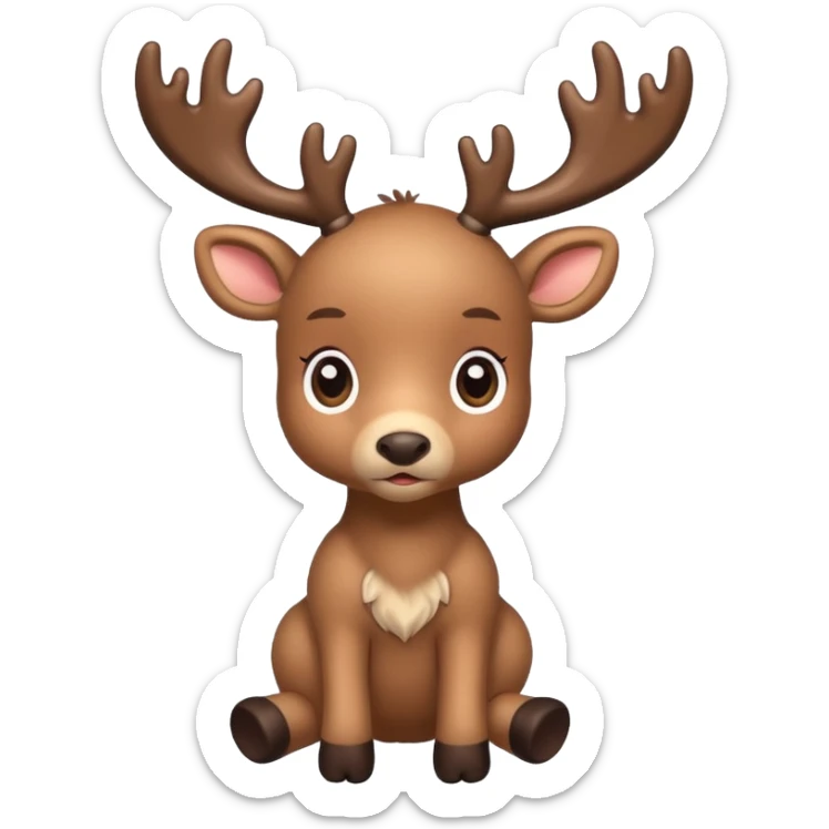 reindeer baby  cute, full body , toys stuck in head sticker