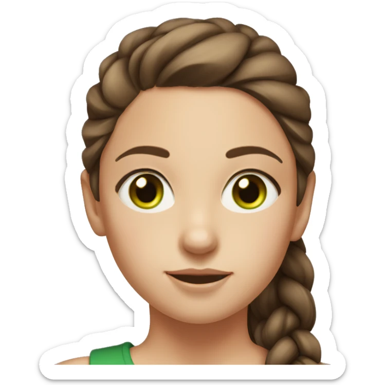 realistic portrait of girl, brown hair in a ponytail, sporty figure, sunkissed Skin, Green eyes sticker