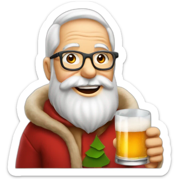 Père Noël qui offre un verre de bière à un enfant comme cadeau sticker