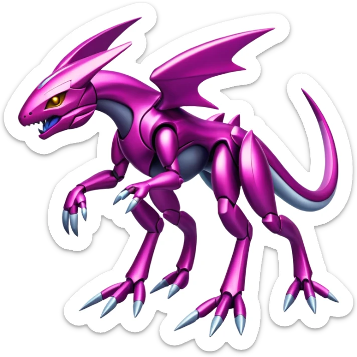 Shiny Exotic Colorful epic Miraidon-Genesect-Fakémon-hybrid-creature (full body)  sticker