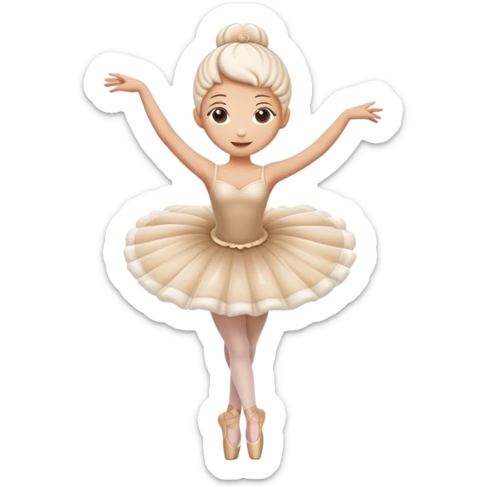 A whimsical cappuccino coffee with milk foam shaped like a ballerina in a tutu dancing on top sticker