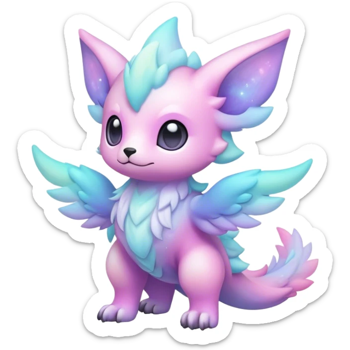Cute cool colorful pastel nebula fantasy animal hybrid Fakemon full body  sticker