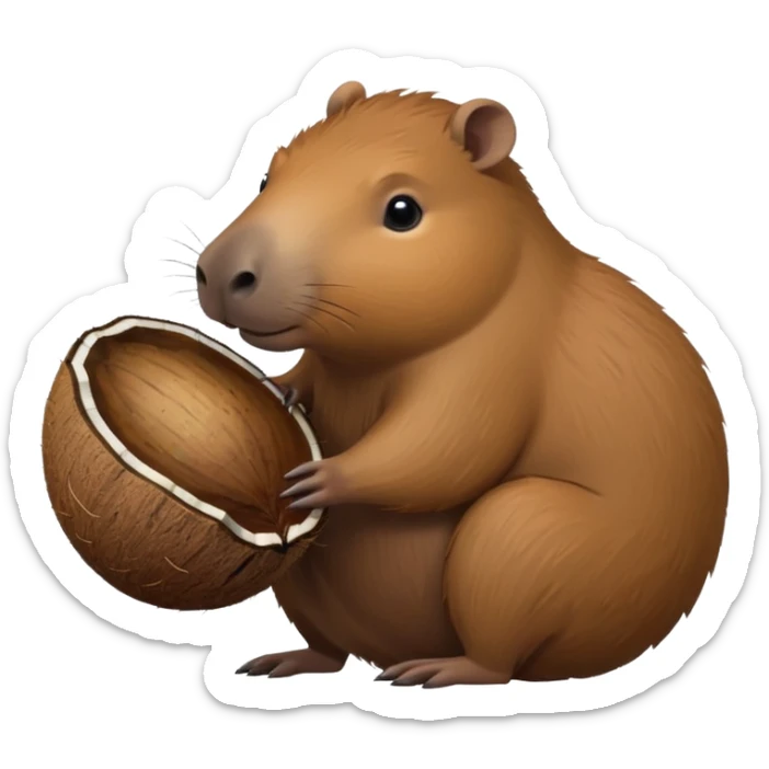 Capybara with a coconut body sticker
