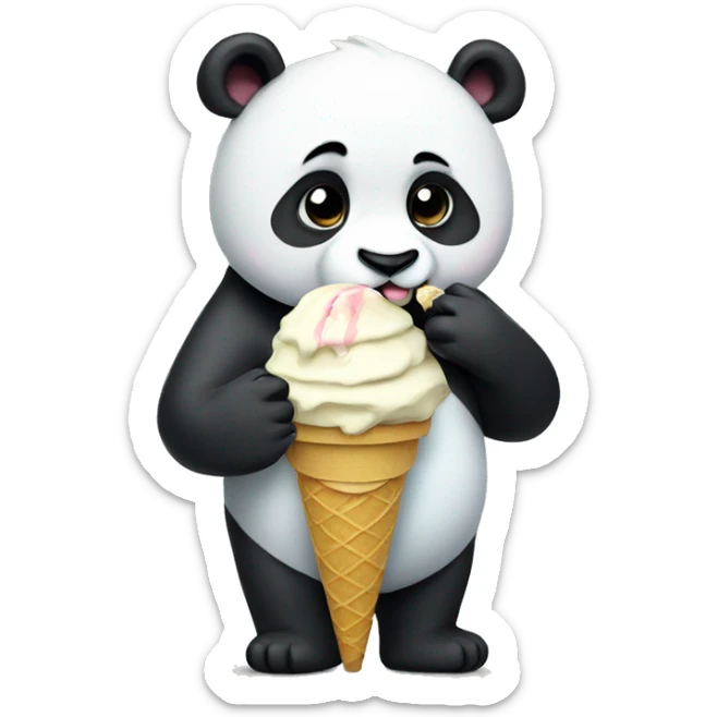 Panda eating ice cream sticker