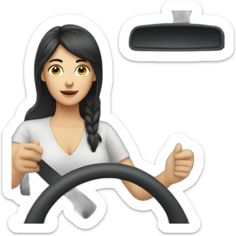 driver woman at driving school with black hairs and blue eyes sticker