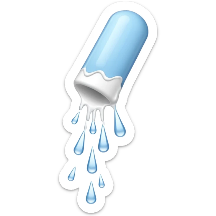 individual white glue white drops falling and dripping down out of a tube, all white sticker