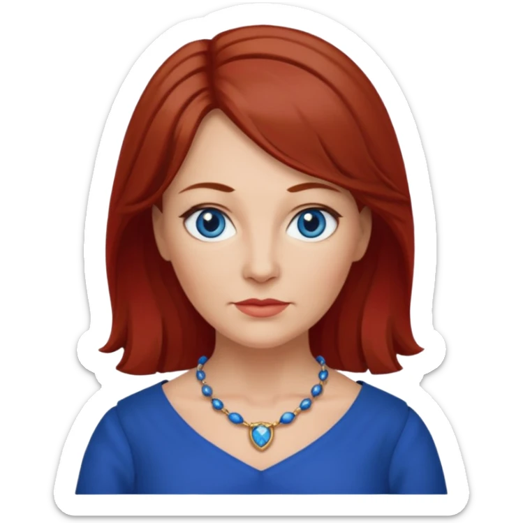 midle   aged female with Scottish red attire and dark blonde hair and blue eyes sticker