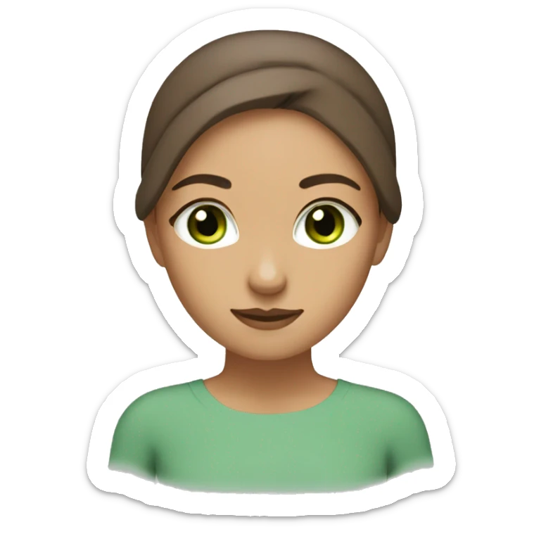 Woman yoga facial brown hair and green eyes sticker