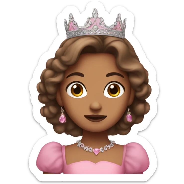 a princess with olive skin, brown hair and eyes, and a pink dress sticker