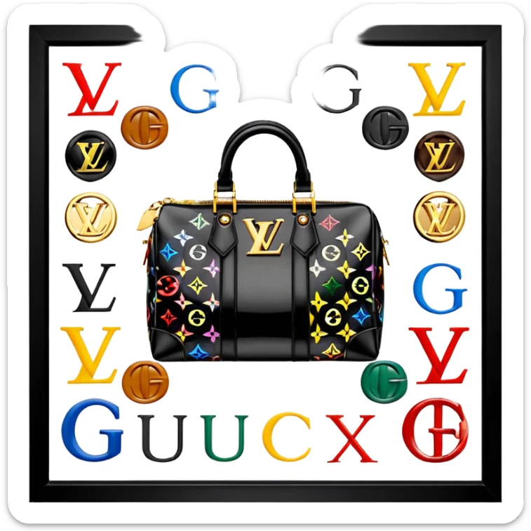 Louis Vuitton and Gucci versus and Fendi and Versace and all of the luxury brands sticker