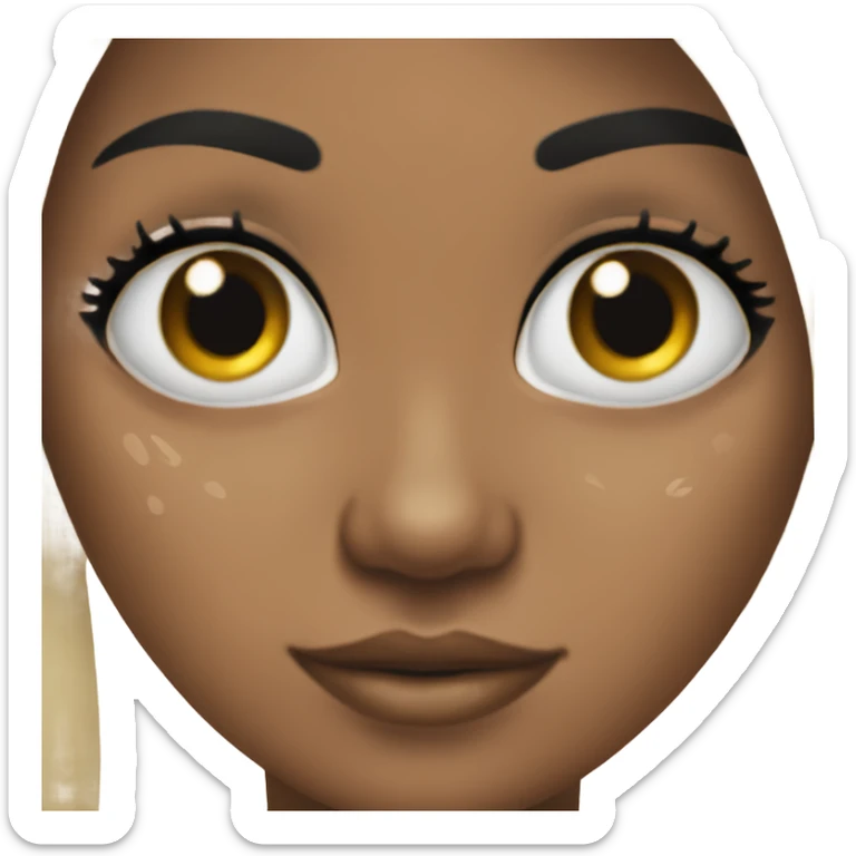 girl whit long black hair, black eyes, freckles and a nose piercing  sticker