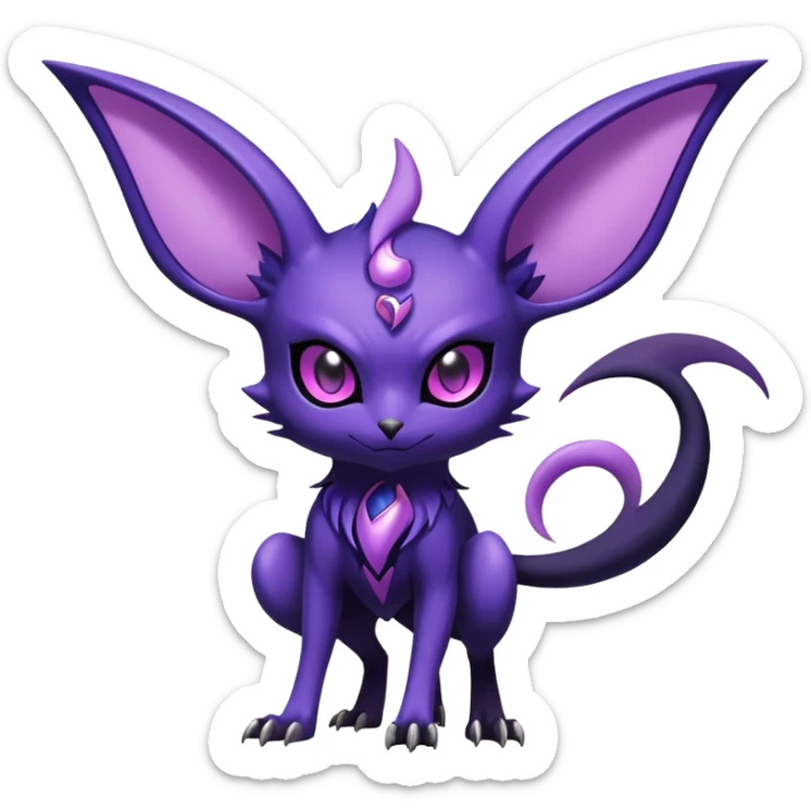 Shiny Exotic Badass Mysterious Gothic Noibat-Espeon-Pokémon-Fakémon-hybrid-creature (full body) sticker