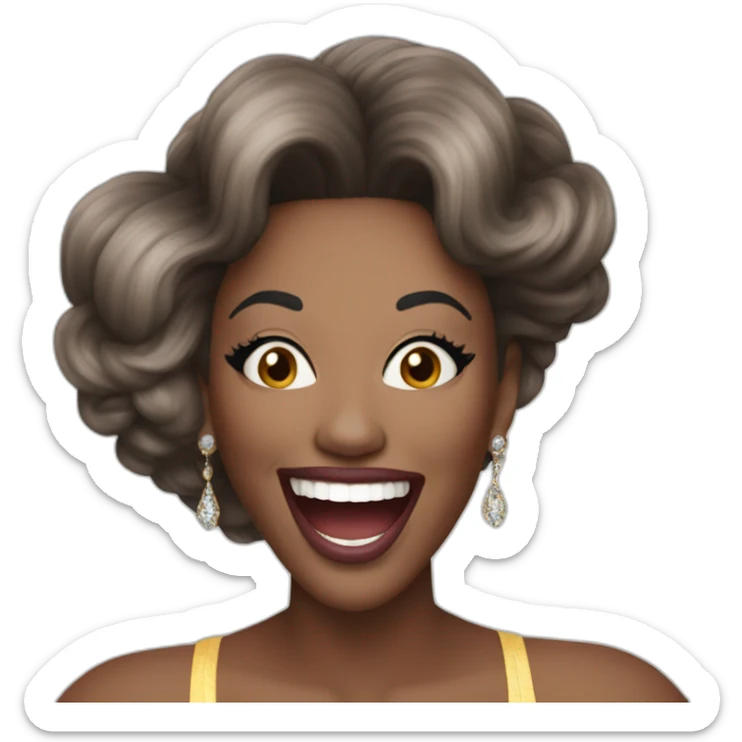 a drag queen named nina bonina brown holding phone laughing sticker