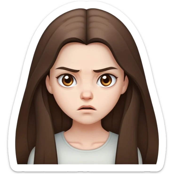  beautiful pale brunette girl with long hair pissed off sticker