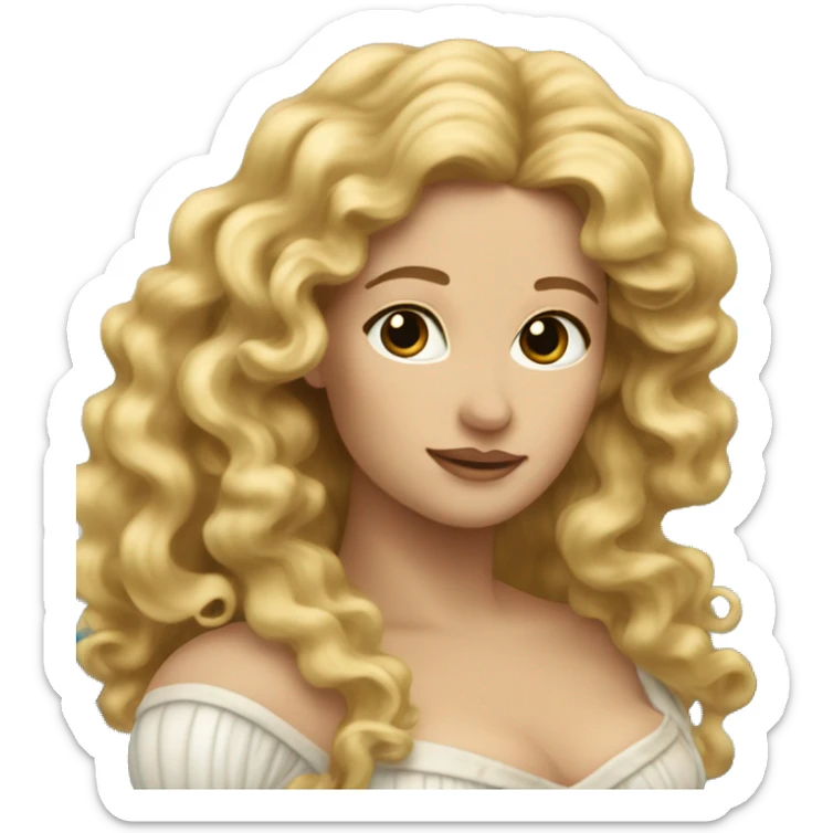 the birth of venus: blonde woman with long curly hair sticker