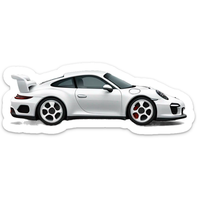 Ein schwarzer Pudel mit weißem Bart sitzt am Steuer eines als porsche 911 992 erkennbaren Autos in der Farbe kreide  sticker