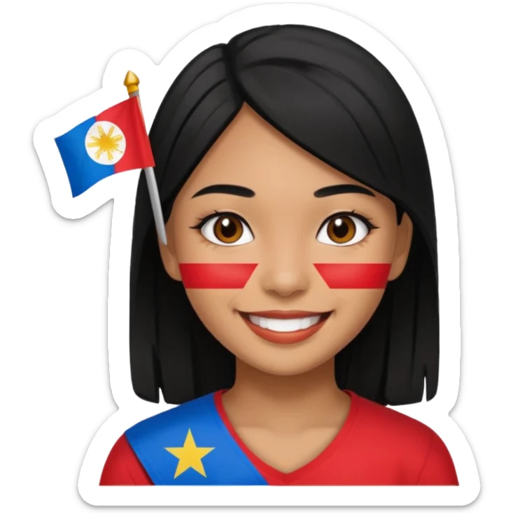 girl with black hair smile with Filipino colors sticker
