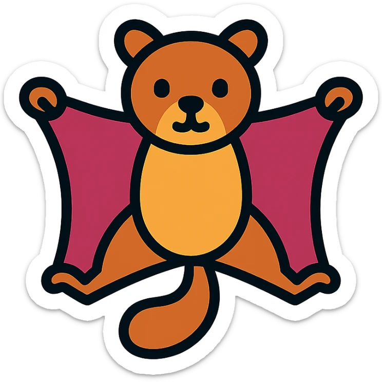 modern geometric icon of flying squirrel endemic to Taiwan, bold color palette, no cliche sticker