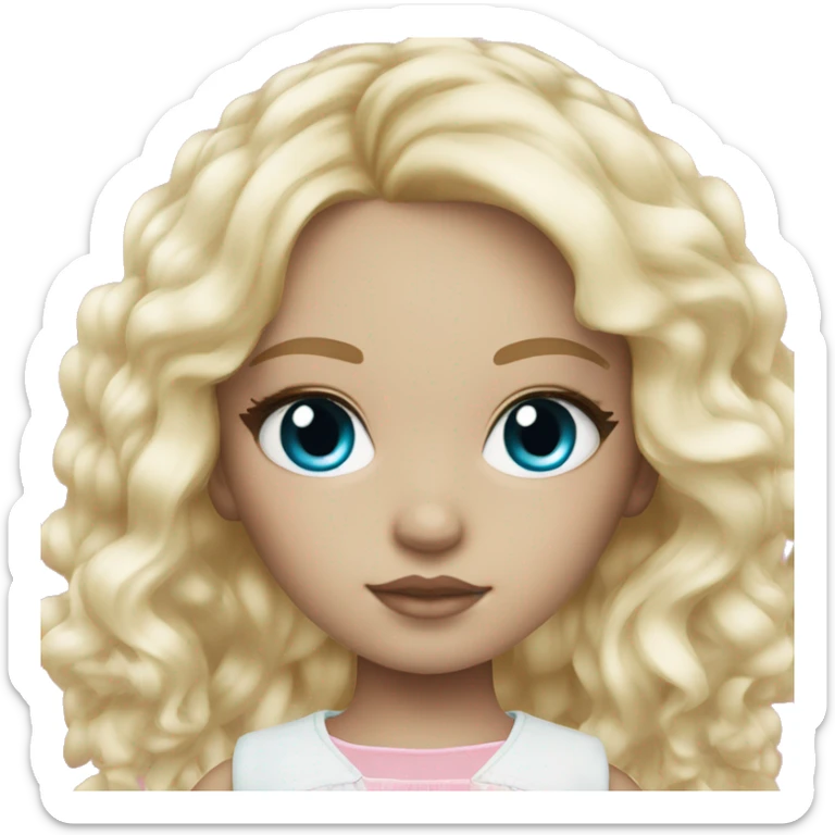 ocean blue doll eyes, blonde hair, feminine, pink, girl, angelic sticker