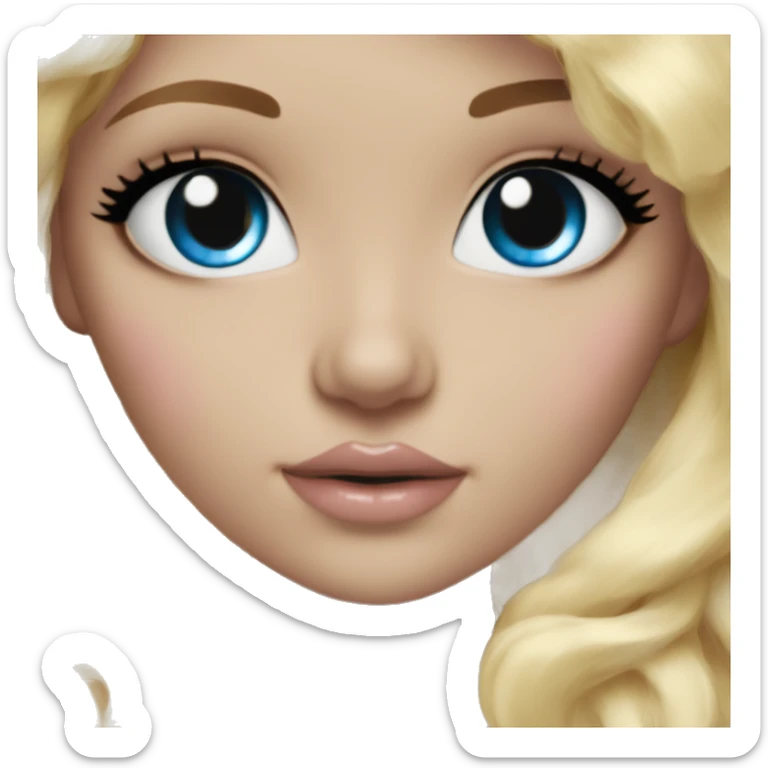 ocean blue doll eyes, blonde hair, feminine, pink, girl, angelic sticker