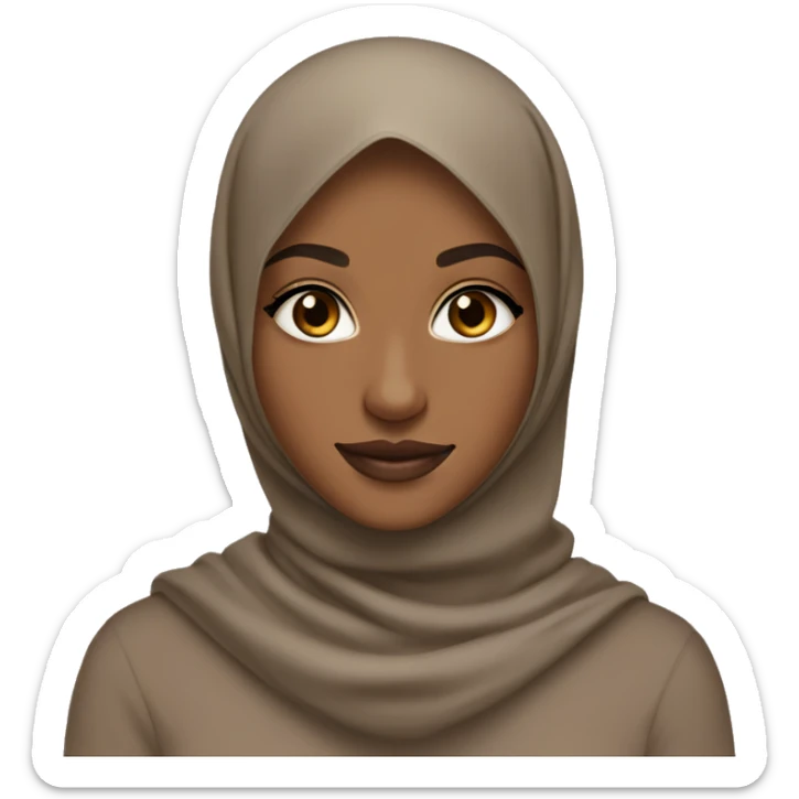 Brown skinned girl wearing a hijab with brown eyes two toned lips dimples and a round face sticker