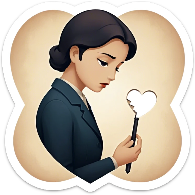 Icon for Drama Movies: A vintage movie poster-style design featuring a tense scene with emotional expressions, a dimly lit background, and key dramatic elements like a broken heart, a tear, and a silhouette of a person in despair. Bold, cinematic typography. Transparent background. sticker