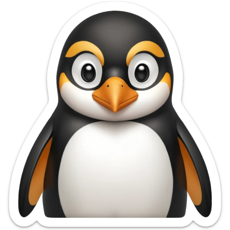peguin hald body, hand on chin, wow suprise, half body sticker
