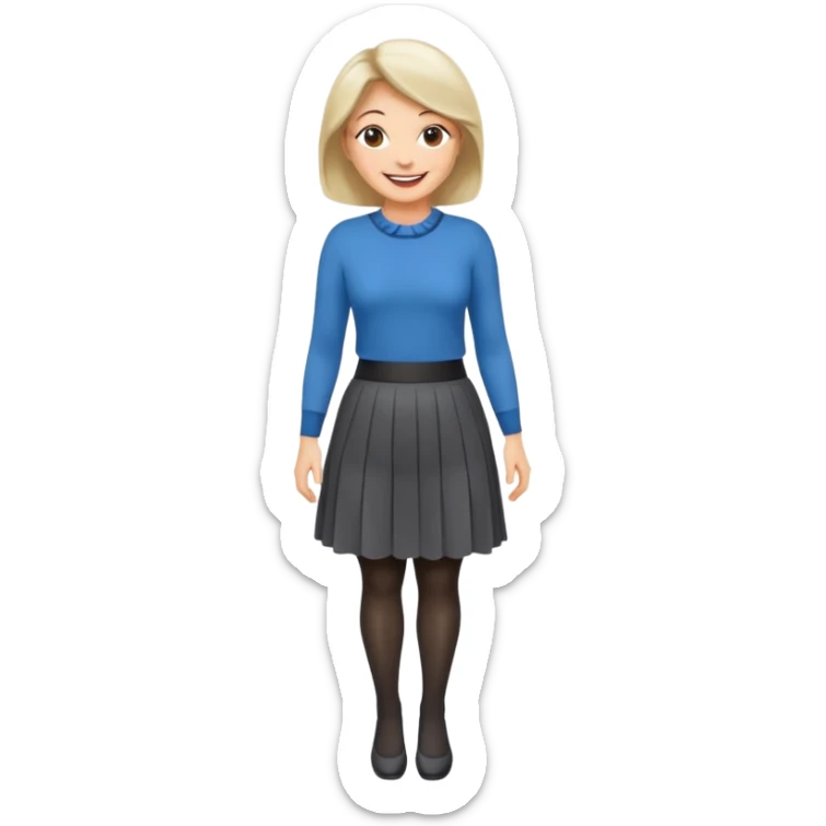 a fashionable middle aged woman, wearing skirt and tights  sticker