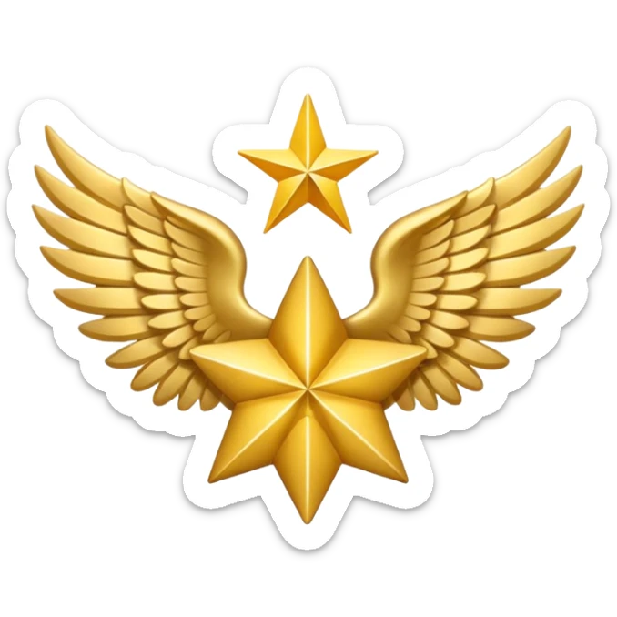 An image with wings on a star based on the star and wings of the basic emoji of the iPhone. sticker