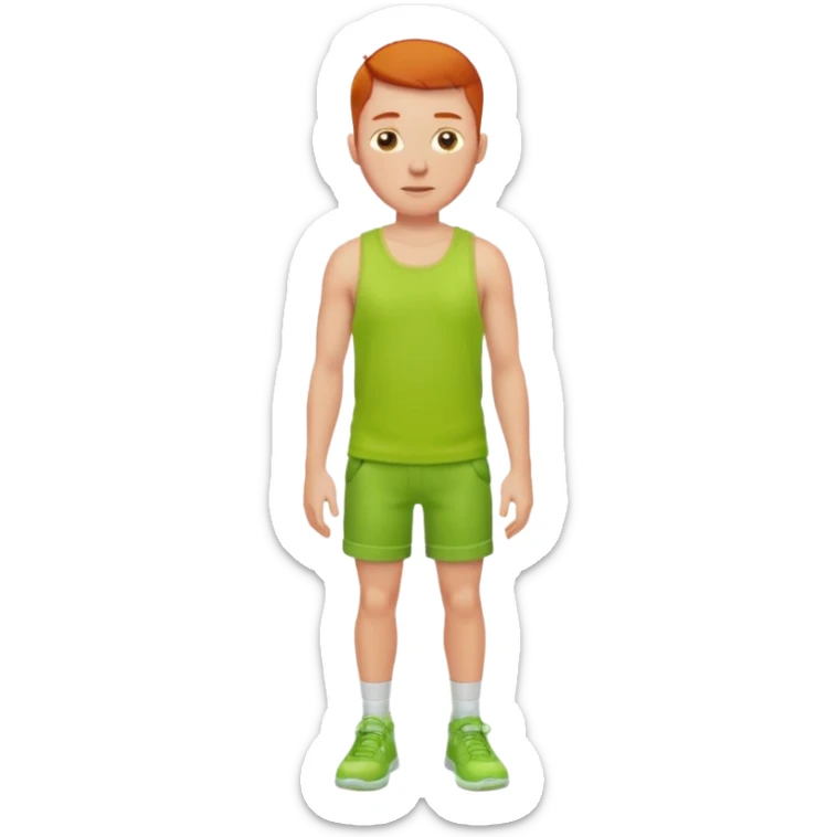 full silhouette of a redhead man with a buzzcut, wearing a lime tanktop and shorts sticker