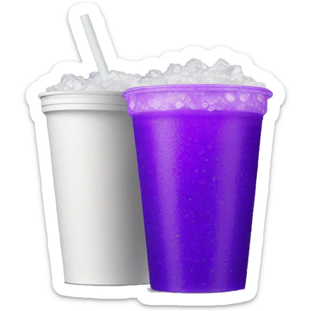 double stacked styrofoam white cups with no lid filled with purple soda and crushed ice sticker