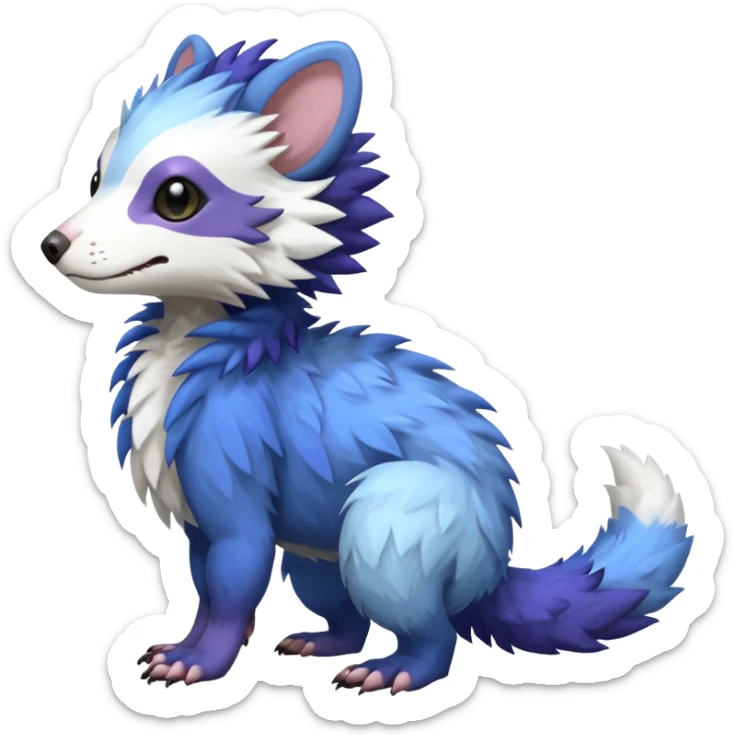 Trico-Sergal-Ferret-Vernid-fusion-Fakemon-animal-hybrid-creature, full body sticker