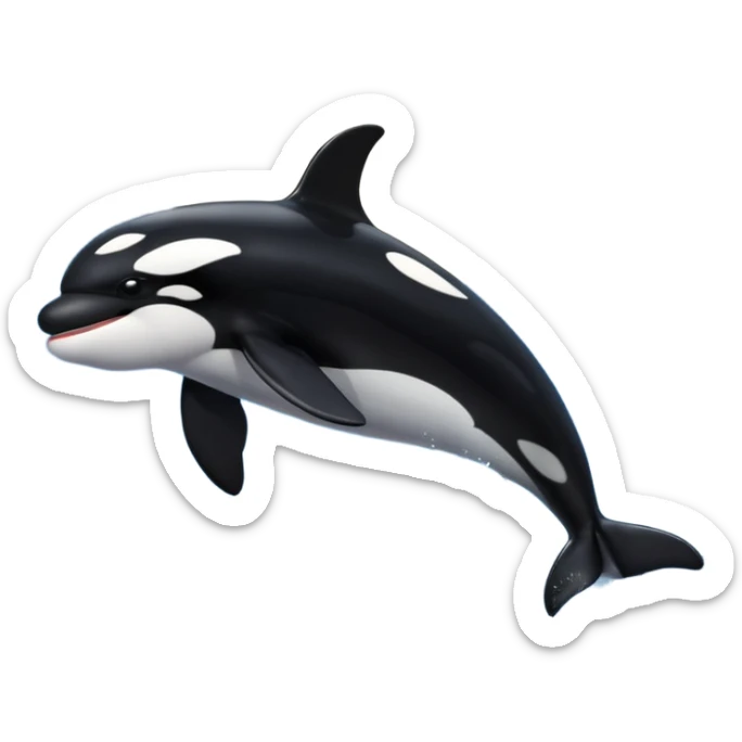 I want a realistic emoji of an orca whale leaping from the water with the moon illuminating the sky and reflecting on the sea. sticker