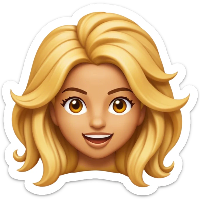 Cinematic Realistic Shakira Pop Culture Emoji, depicted with an energetic, dynamic portrayal of the global pop star rendered with lifelike textures and vibrant, charismatic lighting. sticker