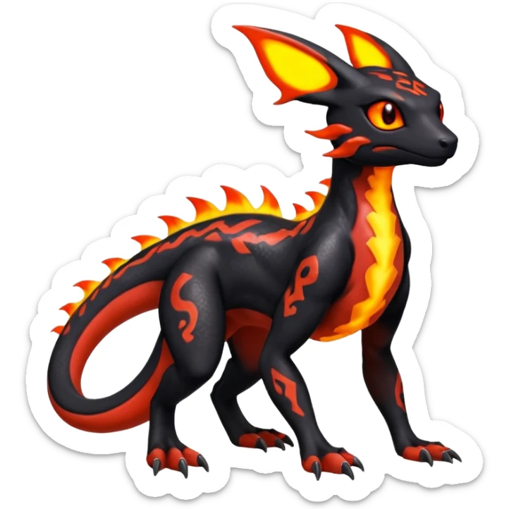 Exotic Volcanic Guilmon-Salandit-Umbreon-Fakémon-hybrid-creature (full body)  sticker