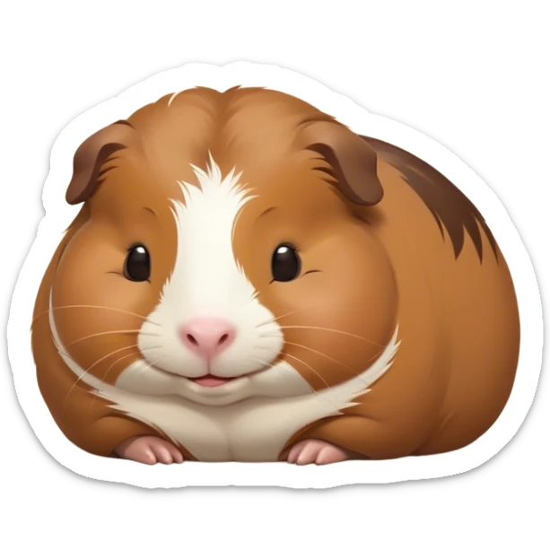 Meme-Worthy Cute Sleeping Brown Guinea Pig Portrait Emoji, Head resting peacefully with a contented smile, showcasing a delightfully chubby build and a luxuriously soft brown coat, eyes shut in a serene, cozy nap, Simplified yet hilariously adorable features, highly detailed, glowing with a soft, drowsy light, high shine, relaxed and utterly lovable, stylized with an air of playful laziness, bright and heartwarming, soft glowing outline, capturing the essence of a comically sleepy guinea pig, so meme-worthy it feels like it could instantly become the next viral sensation of adorable slumber! sticker