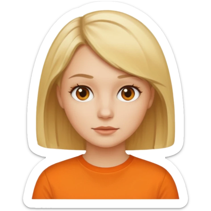 Women with blond hair bob and orange shirt sticker