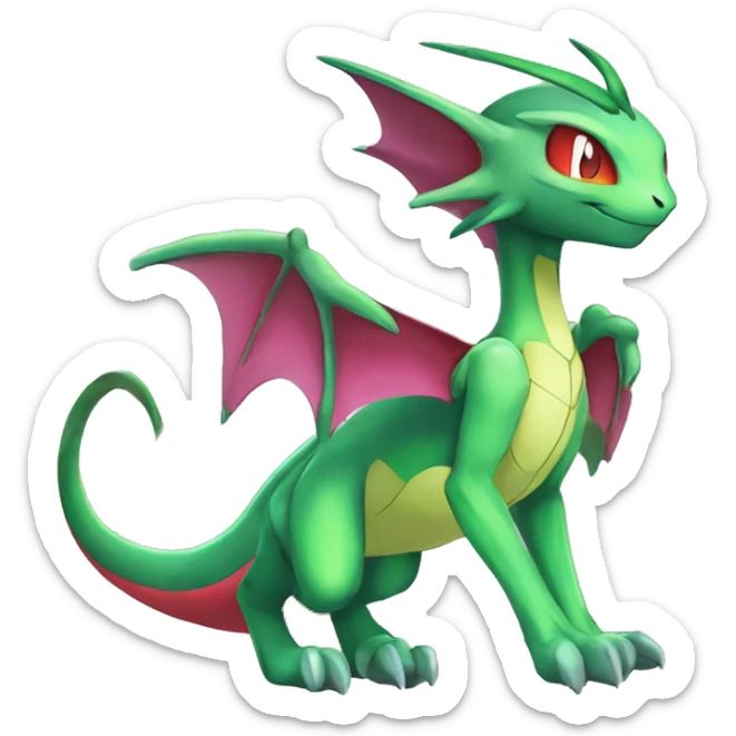 Anthro Cool Edgy Legendary Colorful Shy Shiny Fakemon-Pokémon-Genesect-Flygon-Fantasy-Creature With Full Body Detailed High Quality sticker