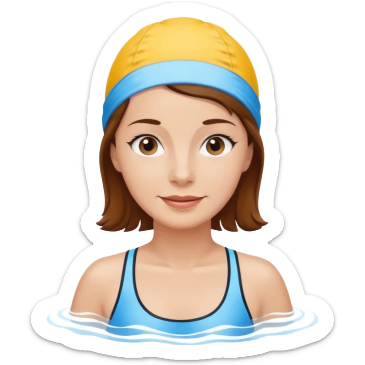 a femela swimming coach with shoulder lengt brown hair and a friendly face - a little older early 50s sticker