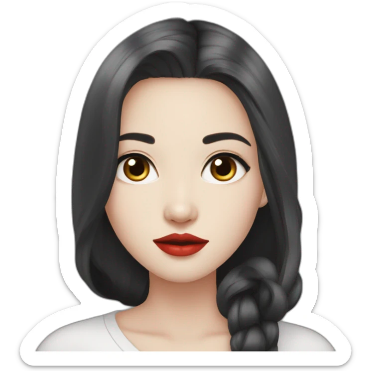 Beautiful young woman,Black hair,long hair,White skin,oval face,big eyes,Blackeyes,Redlips,Chinese sticker