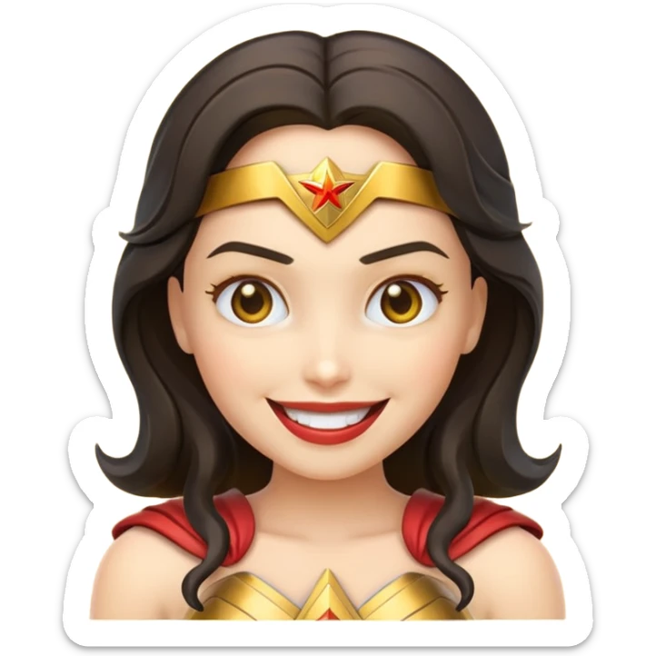 create a yellow emoji of wonder woman. syle android emoji sticker