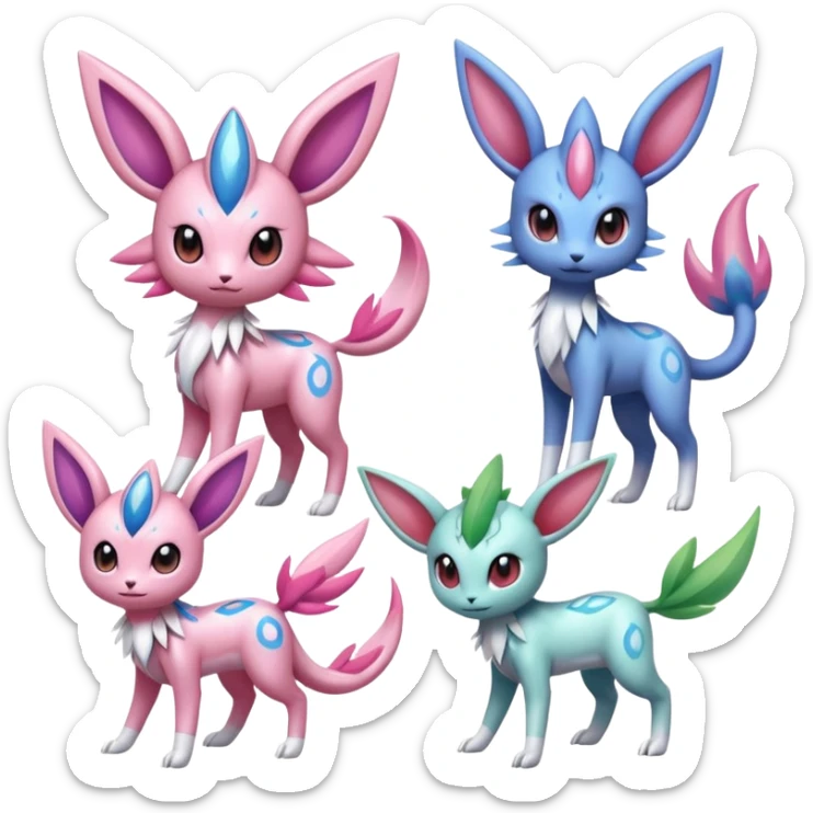 Sylveon-Palkia-Dialga-Shaymin-Meloetta-Celebi-Espeon-fusion-animal-Fakémon-creature  sticker