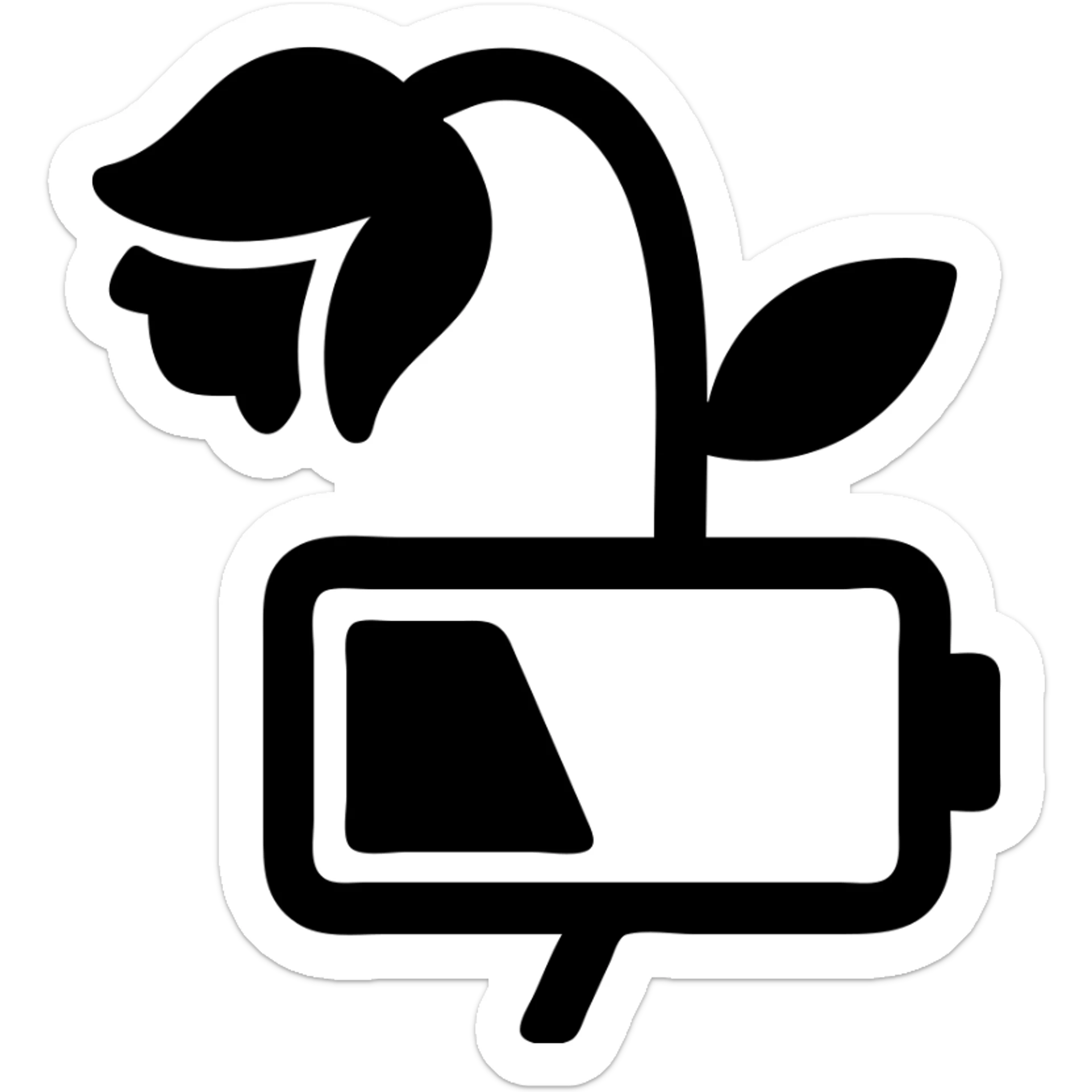 Combined icon of a wilted rose flower with a low battery symbol incorporated into the stem sticker