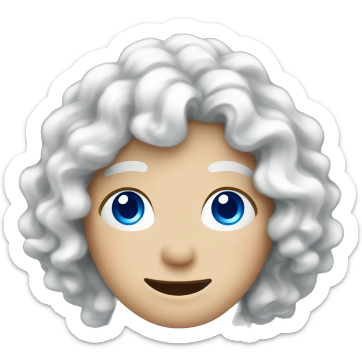 French hapy face with curly white hair and blue eyes french france sticker