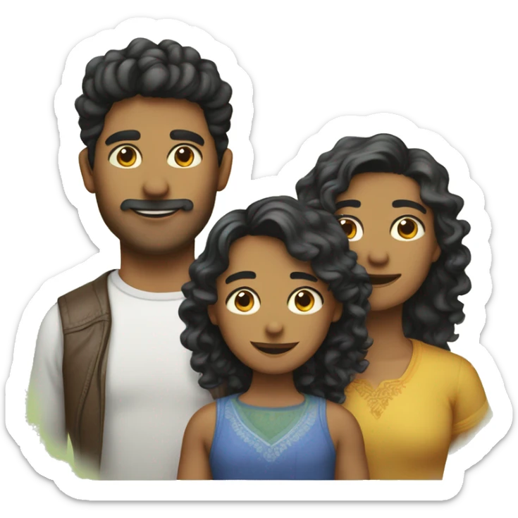 Gay couple, one indian with mid long curly hait, one colombian with short hair and a little bear  sticker