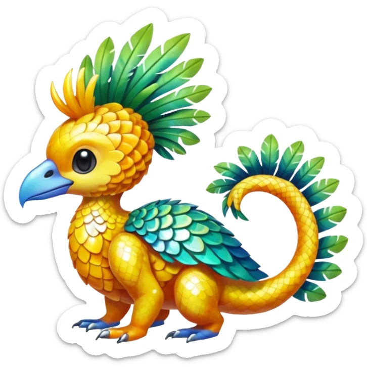 Cute shiny colorful tropical animal hybrid Fakemon full body sticker